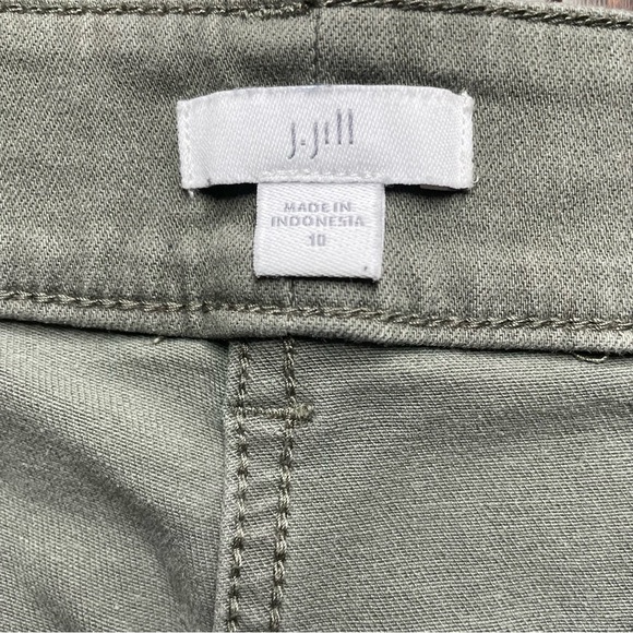 J. Jill Floral Embroidered Pants Womens size 10 Green Cotton Stretch - Picture 7 of 8